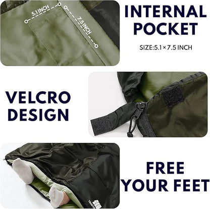 0 Degree XXL Sleeping Bags for Adults Cold Weather,Camping Sleeping Bag with Compression Sack for Winter Hiking, Hunting,Traveling