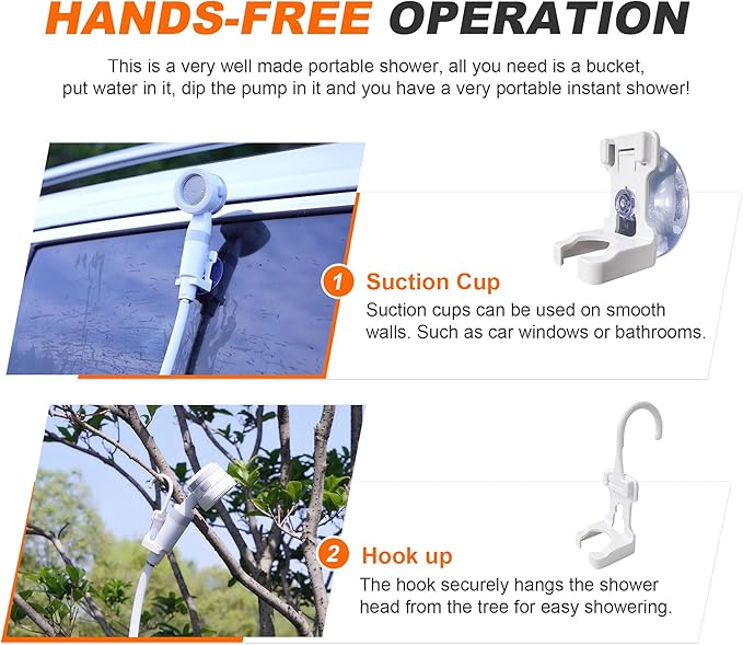 Portable Camping Shower Outdoor Camp Shower Pump,Upgrade Rechargeable Electric Shower Pump with Intelligent Digital Display Multiple Spray Modes for Camping, Hiking, Traveling,RV