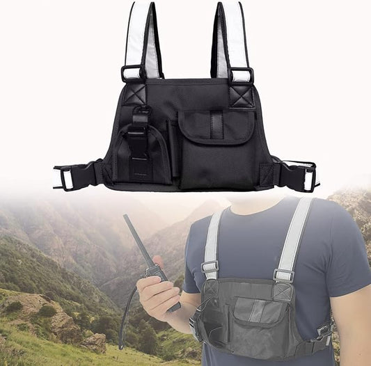 Hunting Radio Chest Harness Chest Pocket- Universal Talkie Talkie Holder Vest for Outdoor Hiking Camping Rescuing Mountaineer