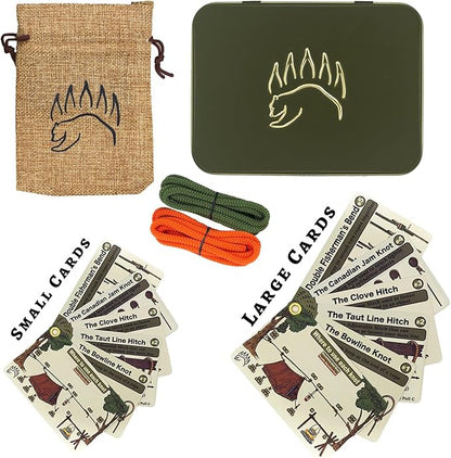 Knot Tying Kit | Camping & Outdoor Knots Edition - by The Bear Essentials Outdoors with Waterproof Knot Cards | for Survival, Camping, Backpacking, Hiking & Scouts