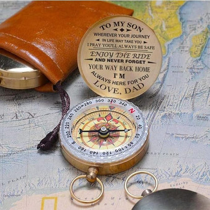 Luminous Compass Dad to Son Enjoy The Ride Camping Outdoor Activities Navigation Tool (a)