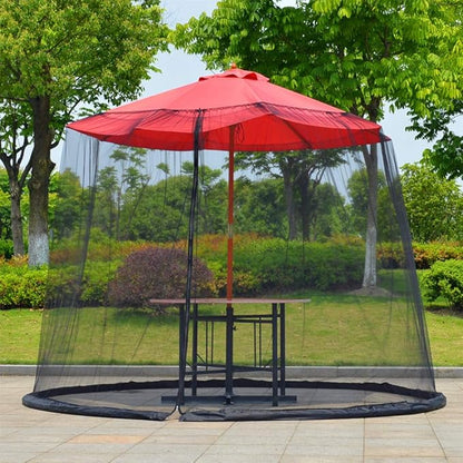 7.5-11 FT Patio Umbrella Mosquito Net, Polyester Mesh Umbrella Screen, Universal Canopy Umbrella Mosquito Netting with Zipper Door and Adjustable Rope, Fit Outdoor Umbrellas and Patio Tables