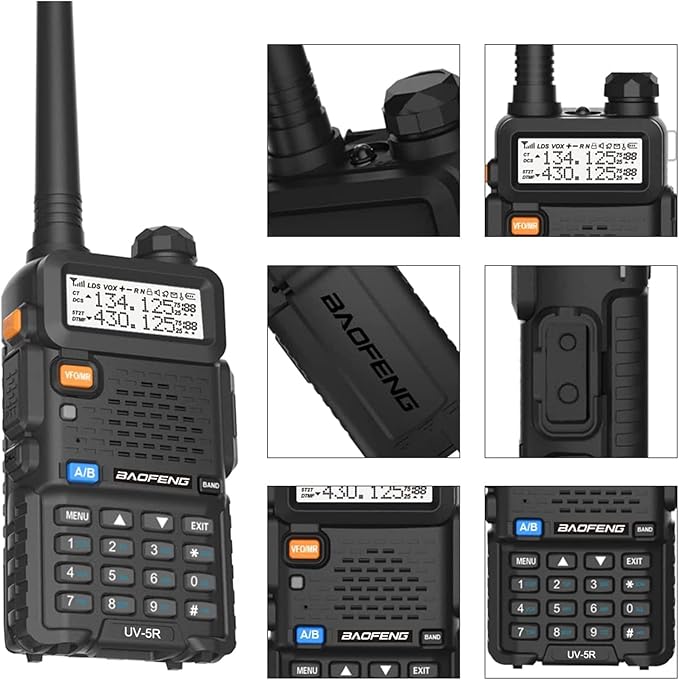 Baofeng UV-5R Dual Band Two Way Radio Handheld Ham Radio Long Range Walkie Talkies Pack of 6 for Hiking Camping Hunting Skiing Trip(Black)