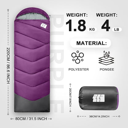 Sleeping Bags for Adults Cold Weather & Warm,Backpacking Camping Sleeping Bag for Tall Girls Boys,Lightweight,Compact,Waterproof Camping Gear for Traveling,Hiking,Hotel,Outdoor & Indoor
