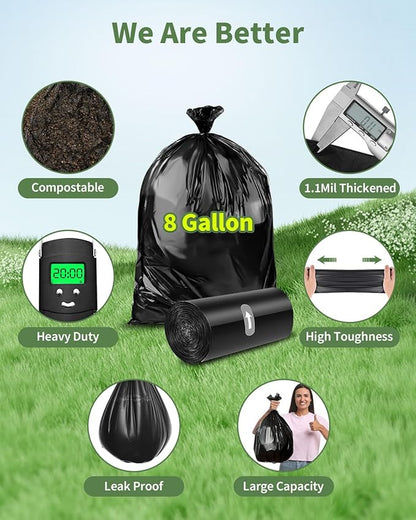 100 Portable Toilet Bags, Thick Biodegradable Camping Toilet Bags for Portable Potty, 8 Gal Compost Toilet Waste Bags Potty Bags for 5 Gallon Bucket Toilet Seat Adults Outdoor, 1.1 Mil