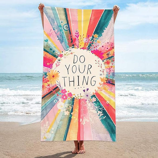 Large Lightweight Quick Dry Beach Towel, Microfiber Beach Towels for Kids Adults Women 63”x32” Sand Free Travel Camping Towel - Beach Accessories Vacation Essential Gift (Style-3)