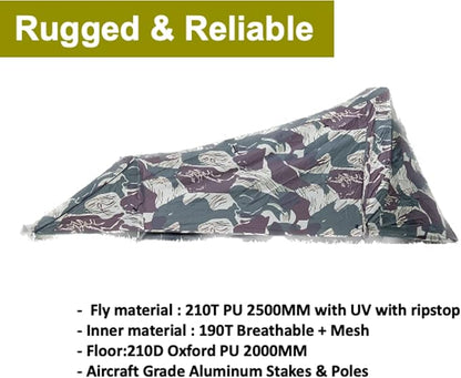 Ridgeback One Person Tent, Easy to Setup Waterproof Camping Tent for Survival Shelter, Bugout Bivy