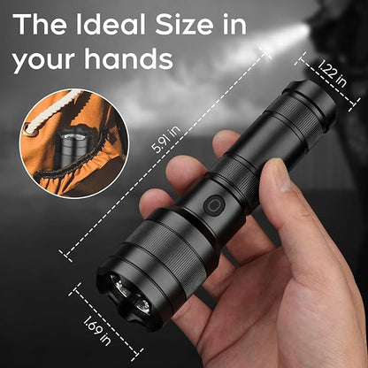 2 Pack TH10 LED Flashlight, Super Bright 1300 Lumens Tactical Flashlights Torch, Waterproof Handheld Flashlight for Camping Outdoor Home Emergency