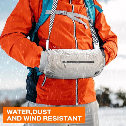 Heated Hand Warmer Pouch with 10000 mAh Rechargeable Battery, Up to 15 Hours of Warmth Electric Heated Hand Muff, Ideal for Football, Golf, Hunting, Fishing, Camping, Winter Outdoor Walk - Gray