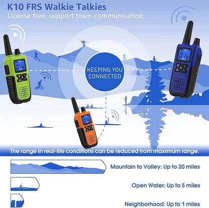 5 Walkie Talkies for Adults Long Range Walkie Talkies Rechargeable - Long Distance Walkie Talkies 5 Pack Family 2 Way Radios Walkie Talkies with Earpiece and Mic Set USB Charger Battery NOAA Alert