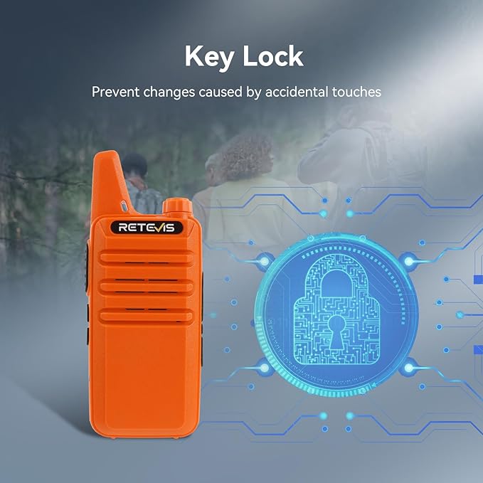 Retevis RT22 Rechargeable Walkie Talkies, Long Range Two Way Radio for Adults, Portable Handheld Radio, Voice Activated, Emergency Alarm, Outdoor Hiking Travel(4 Pack, Orange)
