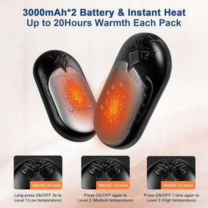 MAKINO Hand Warmers Rechargeable 2 Pack 20Hrs Long Heating 6000mah Electric Portable Pockets Handwarmers Reusable USB Heater for Outdoor Camping Hunting Golf Raynauds Women Men