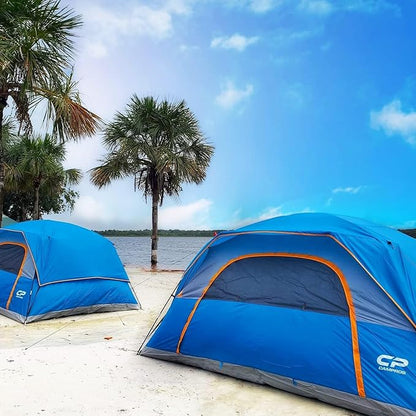 CAMPROS CP Tents for Camping 4 Person Tent Waterproof Windproof Double Layer Camping Tent, Easy Setup Dome Tent with Large Mesh Windows & Wider Door for Outdoor Camping & Hiking