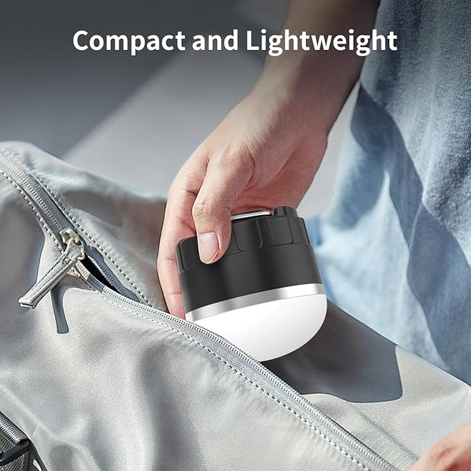 LED Camping Lantern Rechargeable - Portable Camping Light IP65 Ultra Waterproof Dustproof, Tent Light with 4 Lighting Modes Power Bank, Tent Lights for Camping Hiking Emergency Outage Black