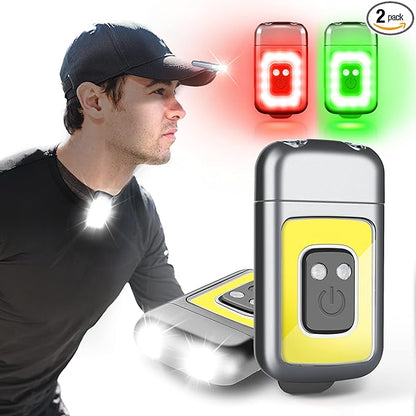 EGUKU Running Light, 2Pack Clip On Running Lights for Runners at Night 5 Light Modes USB Rechargeable LED Lights Wearable Small Lightweight Jogging Lights for Outdoor Running Jogger Walking