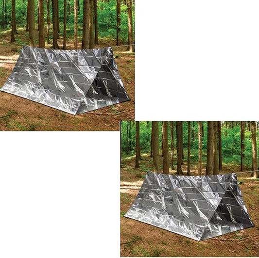 2 Pack - Emergency Survival Shelter Tent | 2 Person Thermal Shelter | All Weather Tube Tent | Reflective Material| Lightweight | Waterproof Camping Gear