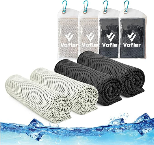 Cooling Towel,Vofler [4 Pack] Cool Towels Microfiber Chilly Ice Cold Head Band Bandana Neck Wrap (40"x 12") for Athlete Men Women Youth Kids Dogs Yoga Outdoor Golf Running Hiking Sports Camping Travel