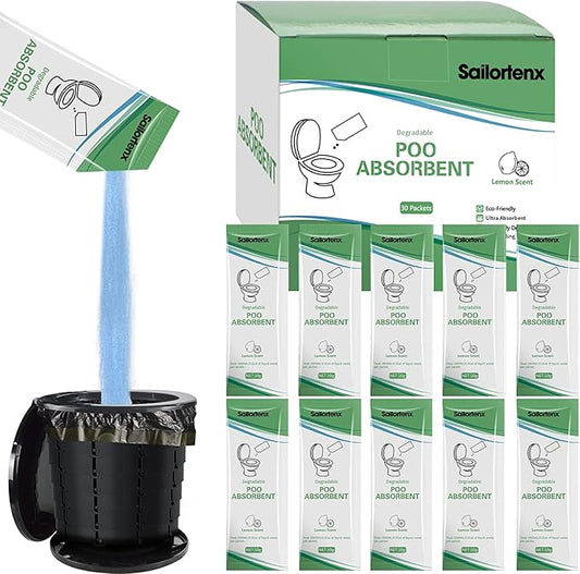Poo Absorbent for Portable Toilet, Camping Toilet Chemicals, Eco Degradable Absorbent Gel Liquid Waste Gelling and Deodorizing Absorbent Emergency Toilet Waste Treatment