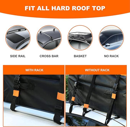 MeeFar Rooftop Cargo Carrier Car Roof Bag 20 Cubic Feet 100% Waterproof Car Top Carrier, Fits All Vehicle with/Without Rack,Include Anti-Slip Mat,10 Reinforced Straps,6 Door Hooks,Luggage Lock