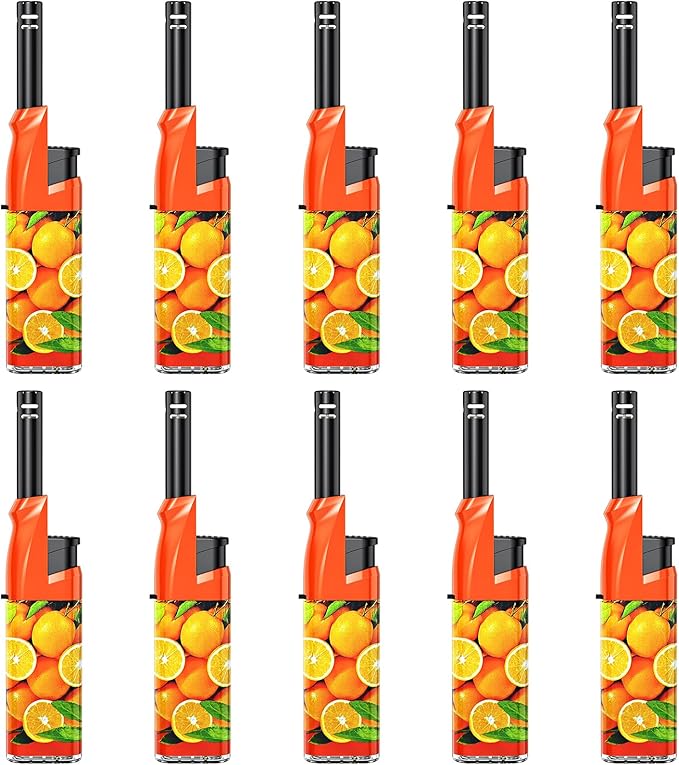 10 Pack Candle Lighter Butane Refillable Lighter 1.5 Inch Extended Wand Soft Flame Multipurpose Lighter for BBQ Grill Fireplace Camping(No Prefilled)