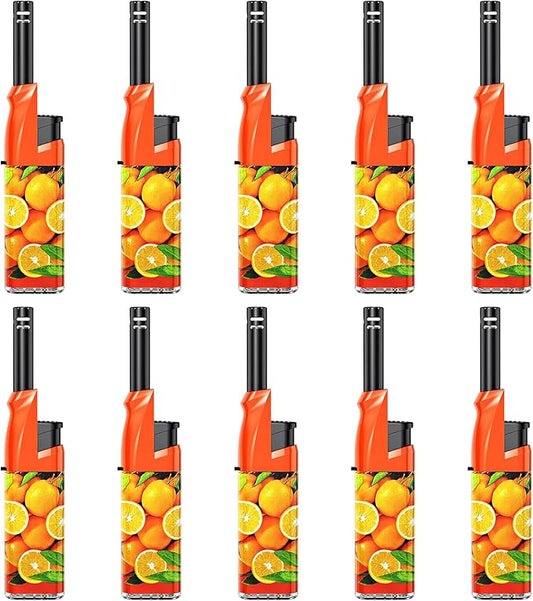 10 Pack Candle Lighter Butane Refillable Lighter 1.5 Inch Extended Wand Soft Flame Multipurpose Lighter for BBQ Grill Fireplace Camping(No Prefilled)