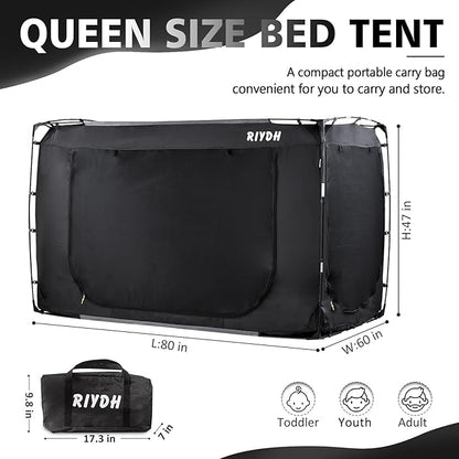 Bed Tent Bed Canopy Queen Size Tents for Adult and Kids- Original Design Portable Dream Tent Indoor Sleeping 80% Blackout with 3 Doors Breathable Big Space Tents