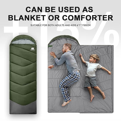 Sleeping Bags for Adults Cold Weather & Warm,Backpacking Camping Sleeping Bag for Tall Girls Boys,Lightweight,Compact,Waterproof Camping Gear for Traveling,Hiking,Hotel,Outdoor & Indoor