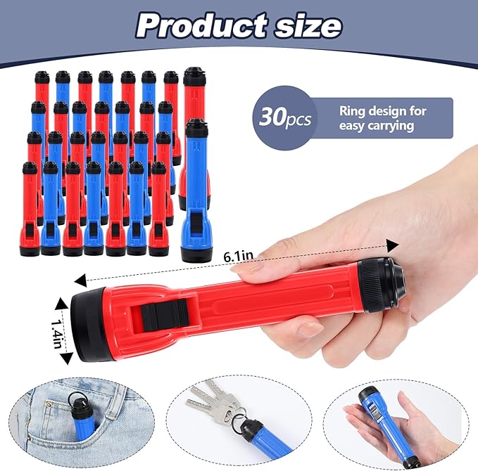 30 Pack LED Small Flashlight Bulk Plastic LED Flashlight Assorted Colors Lightweight Small Toy Flashlight Party Flashlight for Gift Class Teaching Camping
