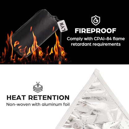 Life-Saving Equip:LYN Instant 1-2 Person Survival Emergency Shelter Tent,Reflective Waterproof Windproof Fireproof Lightweight Bugout, with Paracord+Stake+Zipper for Car Camping,Hiking&First Aid