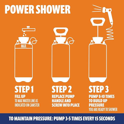 SUN NINJA Portable Shower, Outdoor Portable Camping Shower with Neoprene Cover, Portable Beach Shower Surf Rinse Kit, High Pressure Multi-Purpose Sprayer for Outdoor Essentials, Dog Walking & Hiking