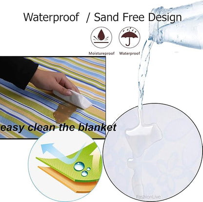 Beach Blanket Picnic Blanket Outdoor Mat Extra Large Waterproof Sand Proof Camping Blanket Lightweight Folding Portable Travel Blanket for Family Park Beach Grass, 79"x57"