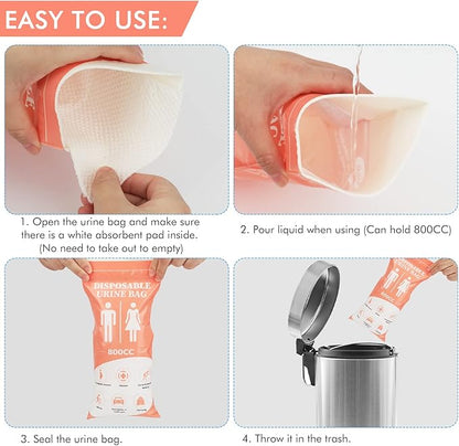 DIBBATU Disposable Urinal Bag,12 PCS 800ML Emergency Urine Bag, Unisex Urinal Bag, Portable Camping Pee Bag, Travel Urine Bags Vomit Bag for Traffic Jams, Camping, Hiking, Pregnant, Patient, Kid