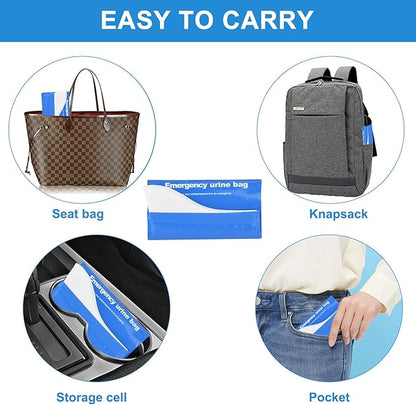 Portable Emergency Urinal Bag, 24 Pack Travel Urine Bag, 900ml Unisex Pee Bag, Resealable Disposable Urinal for car, Traffic Jams, Camping, Road Trips, Pregnant Women, Patients, Children