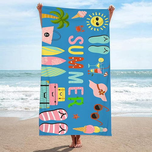 Large Lightweight Quick Dry Beach Towel, Microfiber Beach Towels for Kids Adults Women 63”x32” Sand Free Travel Camping Towel - Beach Accessories Vacation Essential Gift (Style-4)