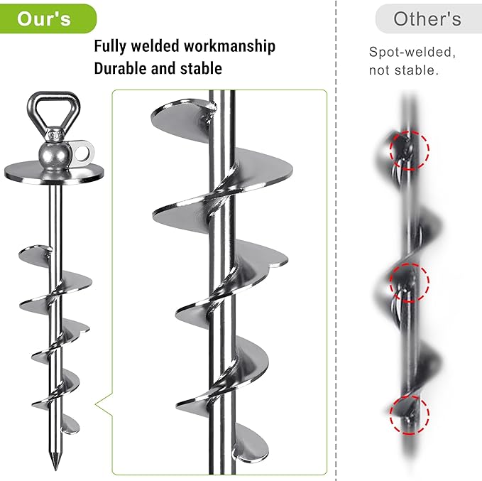 SELEWARE Dog Tie Out Stake Outdoor Anti-Rust Ground Anchor for Large Dogs up to 220 lbs, Free Swivel Dog Stake Dog Camping Gear Twist Rod Included Silver