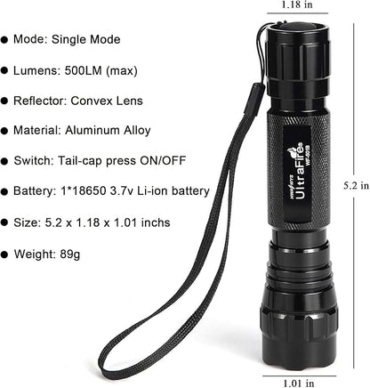 ULTRAFIRE LED Mini Flashlight Single Mode Flashlight with 4PCS UFB22 and Charger, Waterproof Super Bright High Lumen Flashlights WF-501B