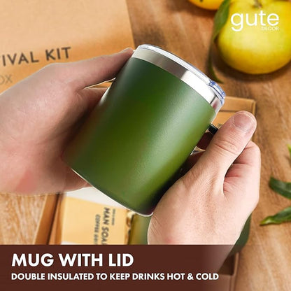Gift Box for Men, Dad - Mens Box Survival Box for Men | Manly Camping Enthusiast Guy - Unique Gift Ideas Him, Boyfriend, Husband, Father, Brother, Son, Boss, Best Friend