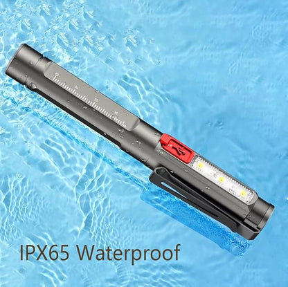 ALONEFIRE P31 Mini Flashlight 3 Light Sources Bright Pocket Type-C USB Rechargeable Waterproof Multifunction Portable LED Pen Long Battery Life with Clip, Built-in Battery for EDC Carry, Hiking