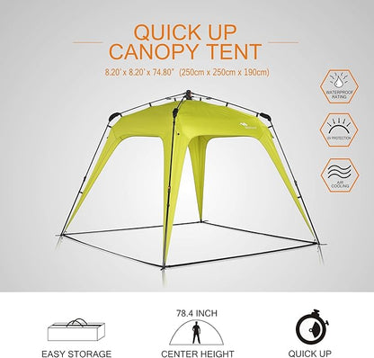8.2'x8.2' Pop Up Canopy, 2023 Upgraded Outdoor Canopy, Portable Folding Instant Camping Canopy, Easy Set-up Canopy with 1 Sidewall