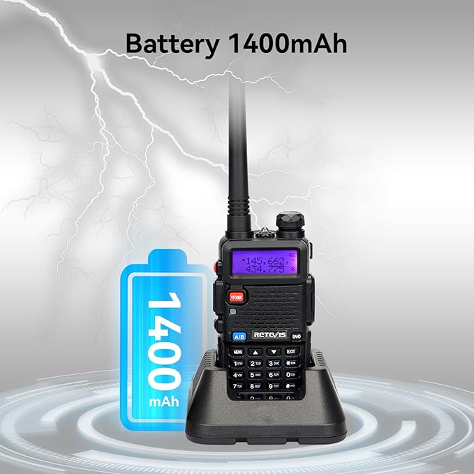 Retevis RT-5R Dual Band Two Way Radio,Ham Radios,with Shoulder Mic,Emergency Alarm,1400mAh Battery,Long Range Walkie Talkies for Amateur Camping Hunting (2 Pack)