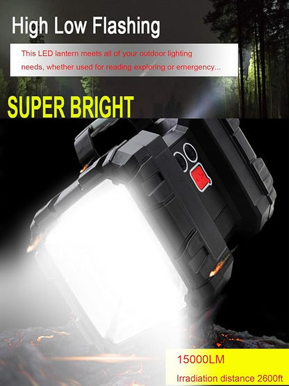 Rechargeable LED Searchlight Flashlight, LED Spotlight Big Power Capacity 15000LM 20h Ultra-Long Standby 7 Lights Modes Camping Work Light, Waterproof, Power Bank, for Home, Outdoor (55 LEDs)