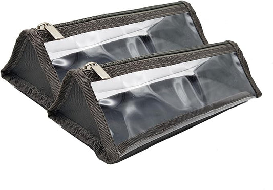 TSA Approved for Carry On Travel Clear Shaving Bag Grey Transparent Vinyl Makeup Bag Foldable Tool Brush Packing Organizer 3-1-1 Liquids Toiletry Bag-2 pack