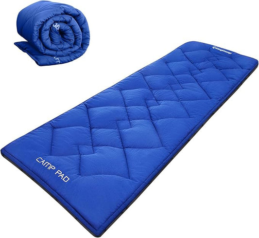KingCamp Cot Pad Topper for Camping, Soft Warm Non-Slip Cot Mattress, Comfortable Lightweight Sleeping Mat for Outdoor & Indoor, Picnic, Hiking, Backpacking, Yoga