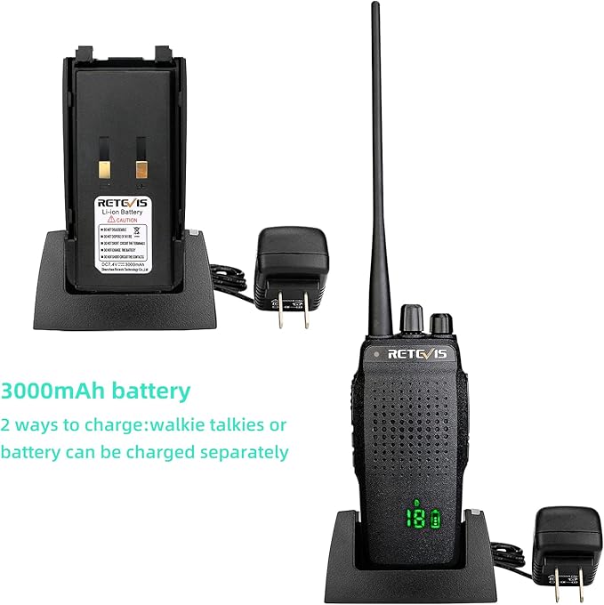 Retevis RT26 Walkie Talkie for Adults Long Range,Walkie Talkies with Shoulder Mic, Shockproof, Professional Two Way Radio with 3000mAh Rechargeable Battery for Security Vehicle Hunting (2 Pack)