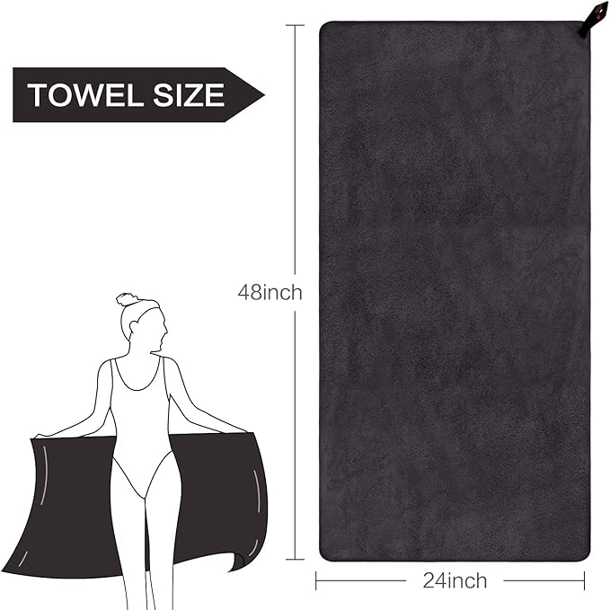 SUNLAND Microfiber Gym Bath Towel Ultra Soft Travel Camping Towel Super Absorbent Swimming Sport Towel for Adults and Children 24inchX48inch