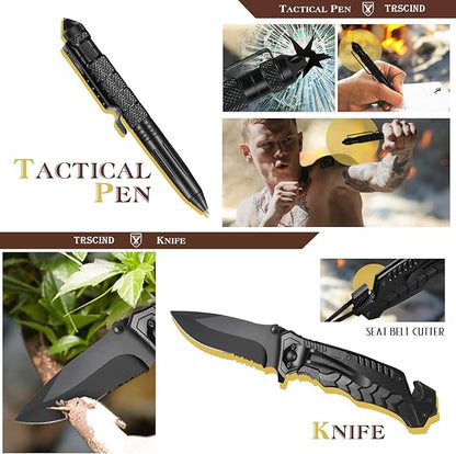 Gifts for Men Dad Husband Him, Survival Kit, Emergency Survival Gear and Equipment 14 in 1, Anniversary Birthday Gifts for Him Boyfriend, Hunting Fishing Camping Accessories, Cool Gadget