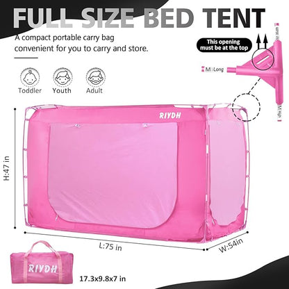 Bed Tent Bed Canopy Full Size Tents for Adult and Kids- Original Design Portable Dream Tent Indoor Sleeping 80% Blackout with 3 Doors Breathable Big Space Tents