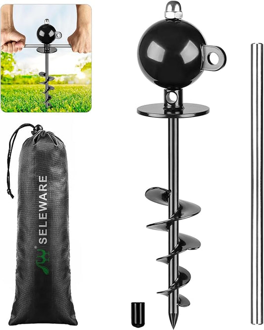 SELEWARE Dog Tie Out Stake Outdoor Anti-rust Dog Anchor for Large Dogs up to 220 lbs, Free Rotation Dog Stake Dog Camping Gear Twist Rod Included