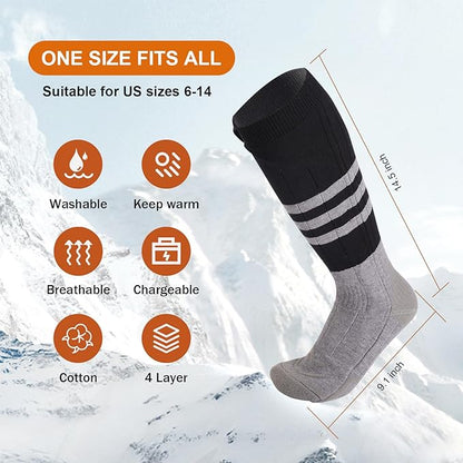 Heated Socks for Men Women, MewaMaA Battery Heated Socks Rechargeable Washable, Electric Socks Foot Warmer for Hiking Biking Camping Skiing Hunting Outdoor Work, Heating Socks Warm Socks
