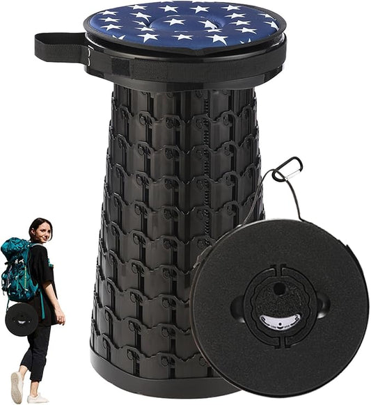 18-inch Heavy Duty Collapsible Stool with Cushion- 800 lbs Capacity, 2.6 lbs Lightweight Portable Folding Stool for Camping, Travel, Music Festivals and Other Outdoor Events